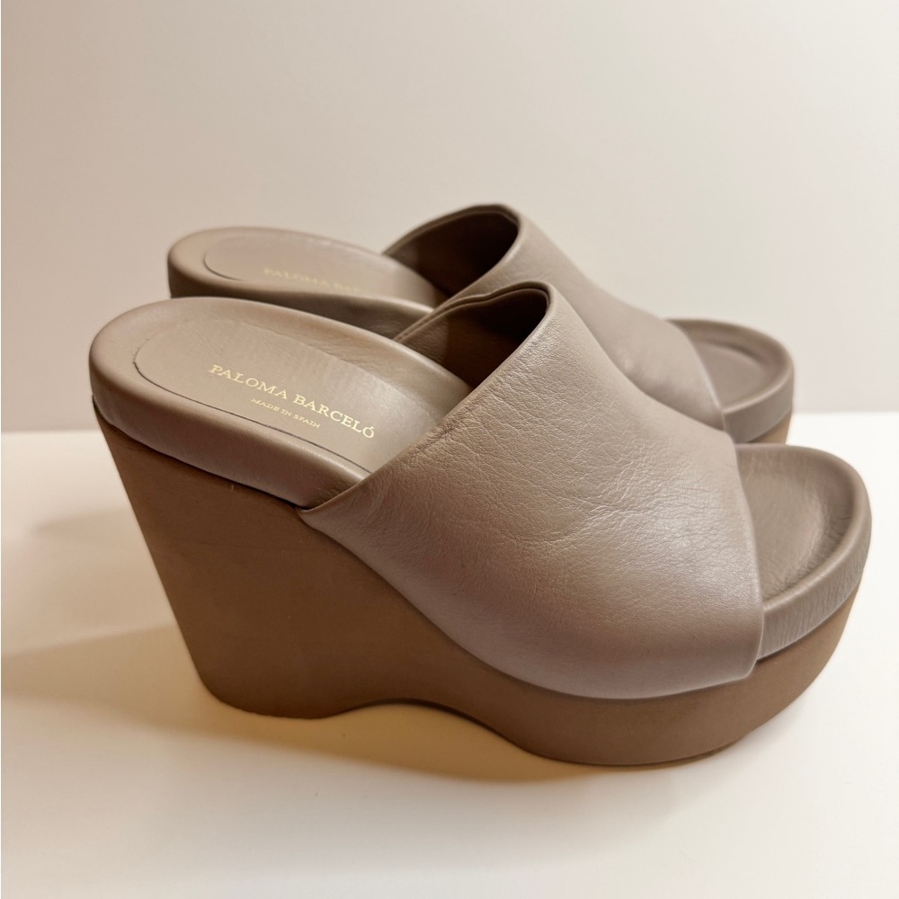 Paloma Barcelo Aliz Women's Tan Wedge Sandals. Size 37 - Picture 3 of 10